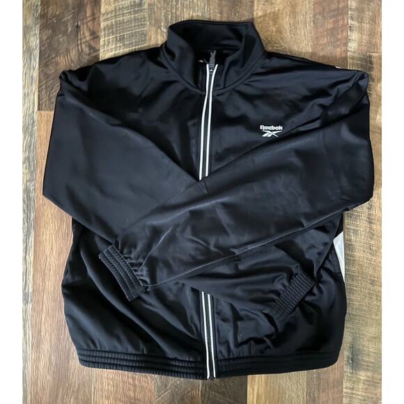 Reebok Tricot Women’s Track Jack Logo Full Zip Back Color Block B&W Size 2XL - Picture 7 of 10